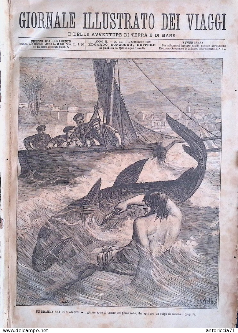 Giornale Illustrato Dei Viaggi 4 Settembre 1879 Caccia Leone Ferrovia Del Globo - Voor 1900