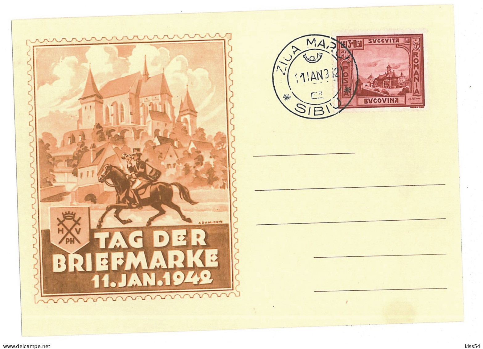 COV 67 - 211 SIBIU January 11.1942, Postal Stamp Day, Romania - Postcard - Used - 1942 - Other & Unclassified