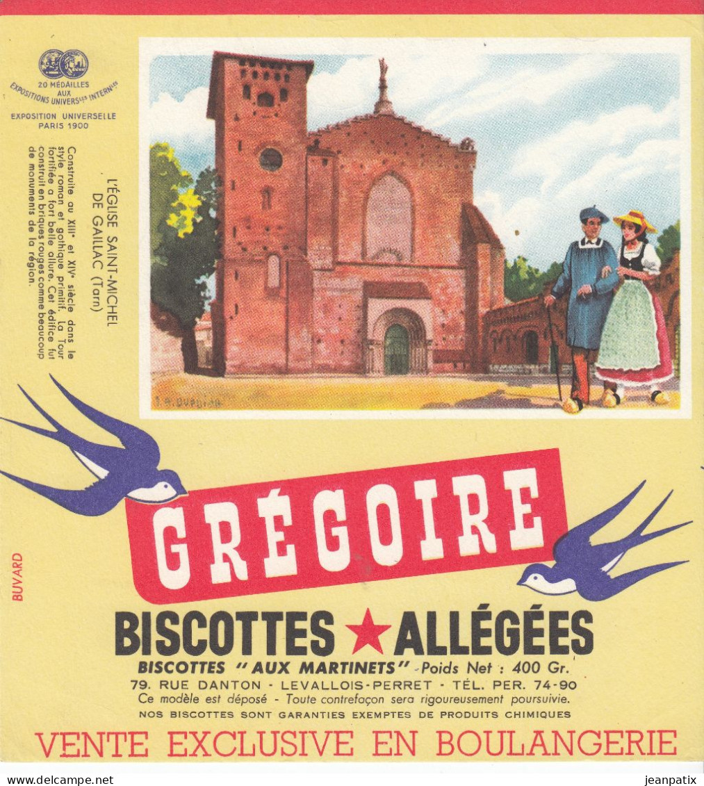 BUVARD & BLOTTER - Biscottes Grégoire - L'église Saint Michel De GAILLAC (Tarn) - Sonstige & Ohne Zuordnung