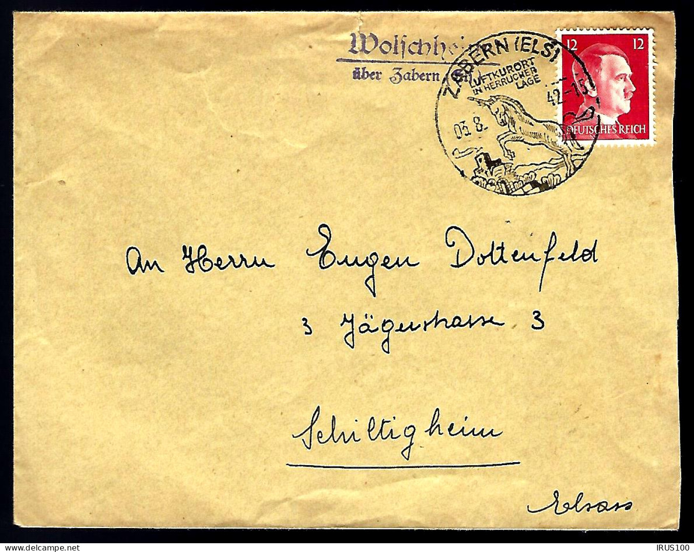 LETTRE DE WOLSCHEIM (ÜBER ZABERN) 1942 - POUR SCHILTIGHEIM - Covers & Documents