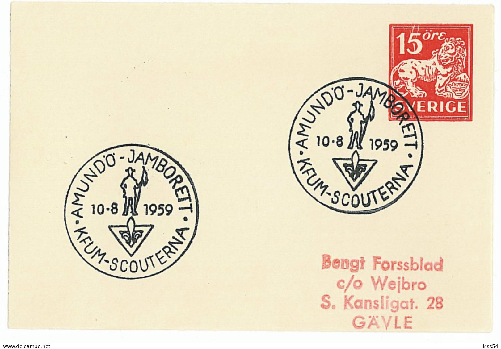 SC 45 - 627 Scout, SWEDEN - Stationery - Used - 1959 - Storia Postale