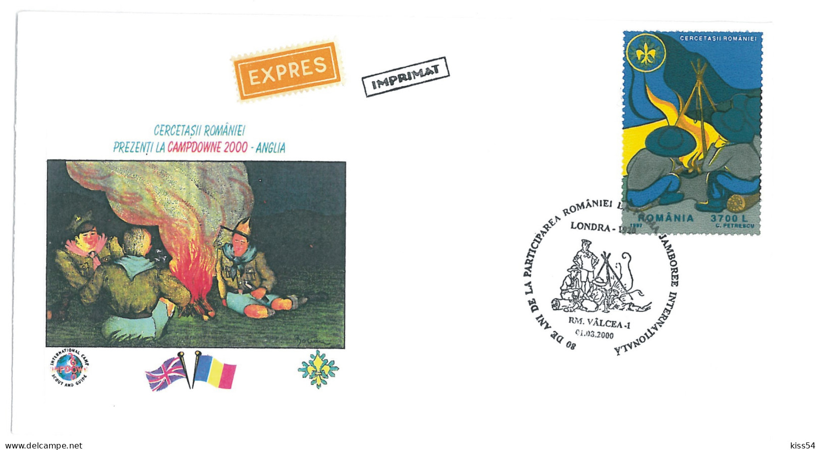 SC 45 - 1256 Scout ROMANIA, Special Stamp - Cover - Used - 2000 - Lettres & Documents