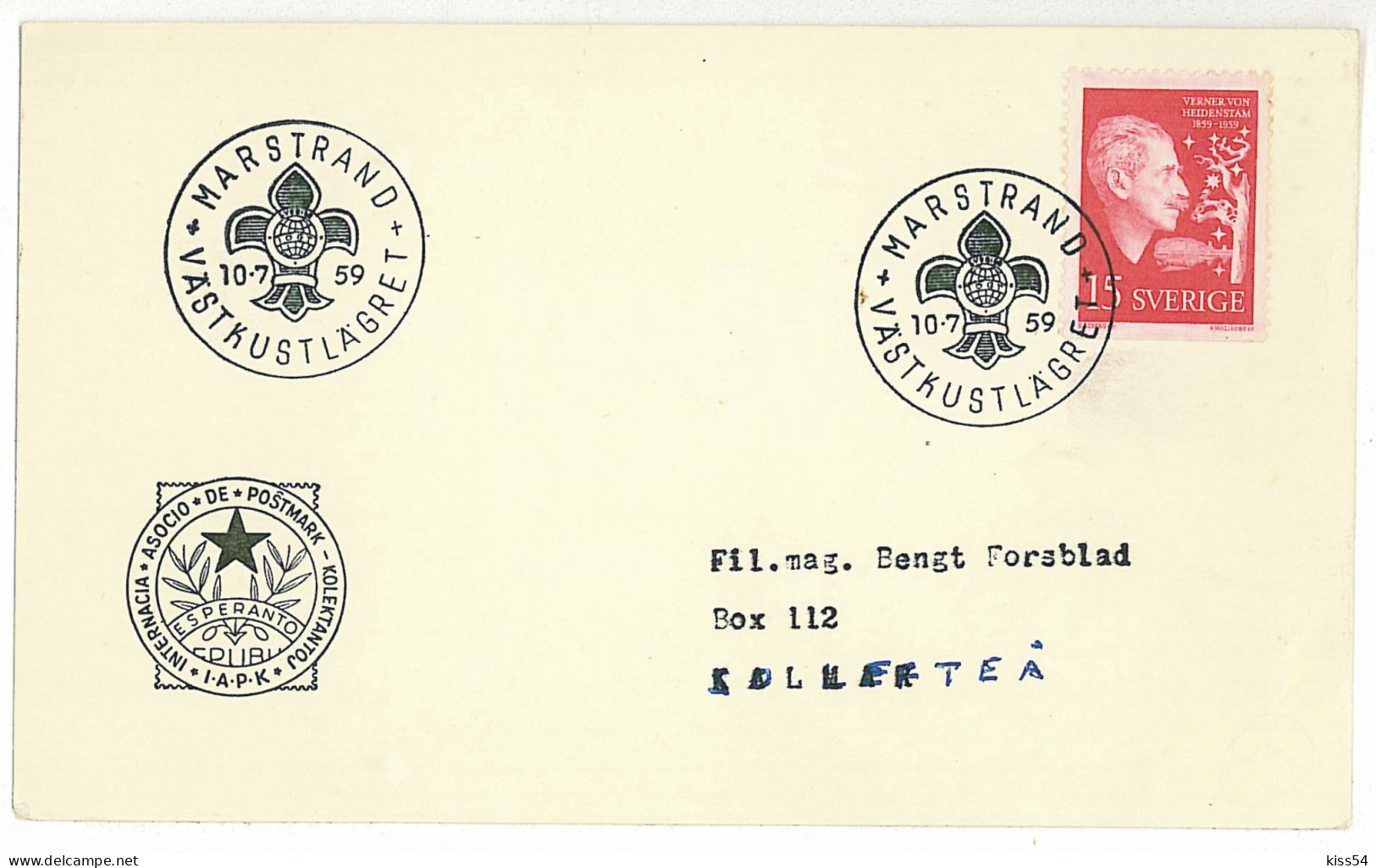 SC 45 - 44 Scout SWEDEN - Cover - Used - 1959 - Storia Postale