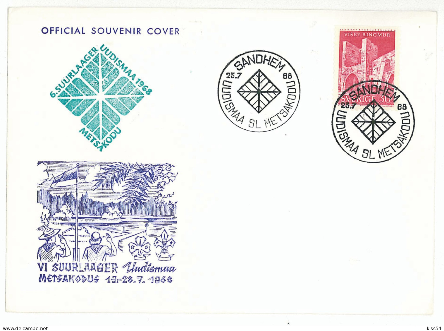 SC 45 - 579 Scout SWEDEN - Cover - Used - 1968 - Lettres & Documents