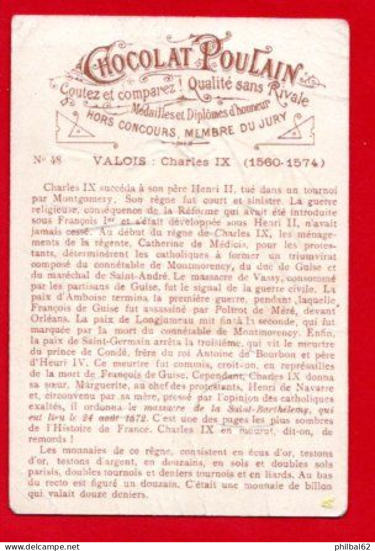 Chromo Chocolat Poulain. Histoire Générale Des Monnaies. France - Valois, Charles IX. - Poulain