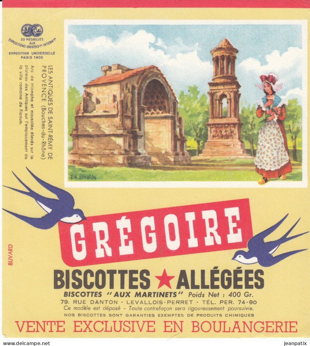 BUVARD & BLOTTER - Biscottes Grégoire - Les Antiques De Saint Rémy De Provence (Bouches Du Rhône) - Autres & Non Classés