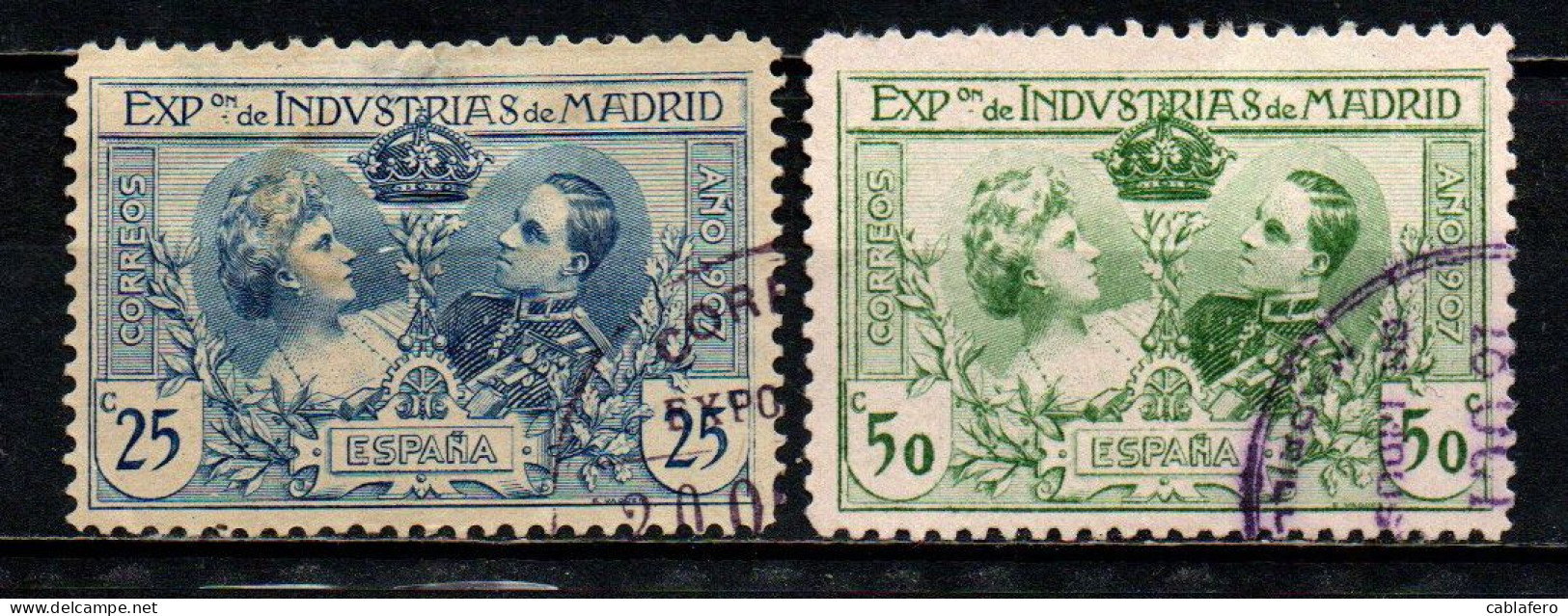 SPAGNA - 1907 - EFFIGIE DELLA REGINA VITTORIA E DEL RE ALFONSO XIII - 25 E 50 C. - USATI - Used Stamps