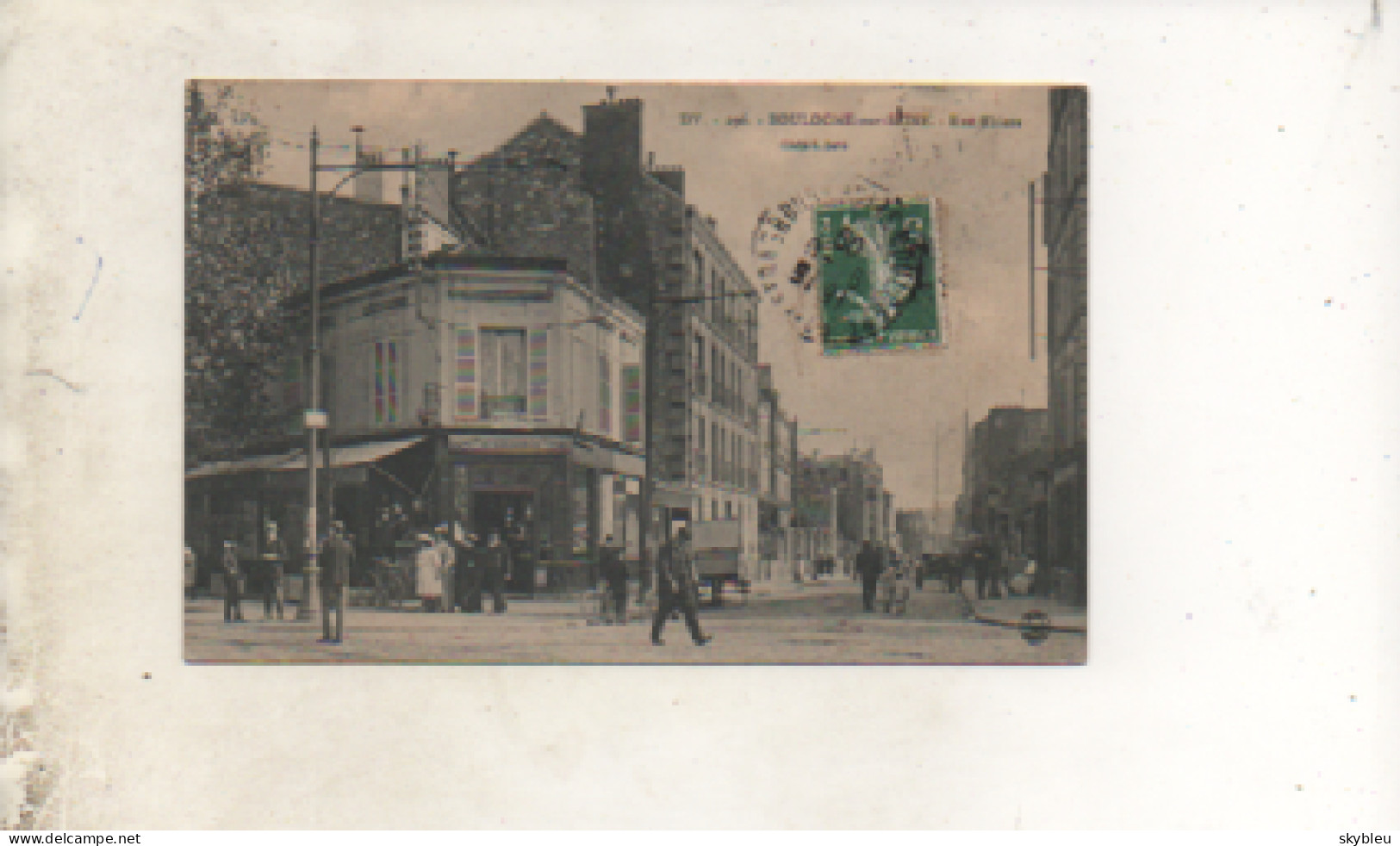 92. CPA - BOULOGNE SUR SEINE - Rue Thiers - Commerce Esquirou - 1909 - Scan Du Verso - - Boulogne Billancourt