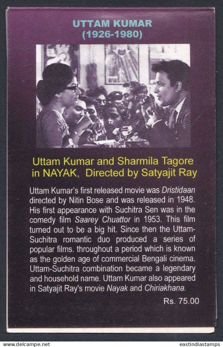 Inde India 2009 Mint Stamp Booklet Uttam Kumar Actor, Cinema, Film, Art, Satyajit Ray - Other & Unclassified