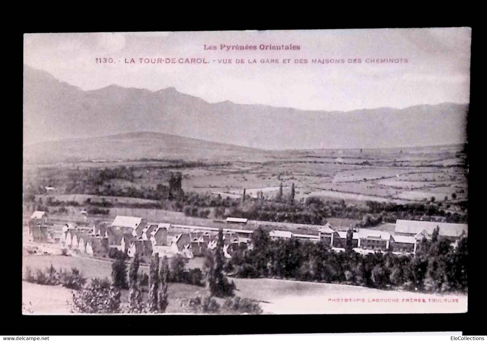 Cp, Chemin De Fer, Vue La Gare Et Des Maisons Des Cheminots, 66, La Tour De Carol, Voyagée 1930 - Stazioni Senza Treni
