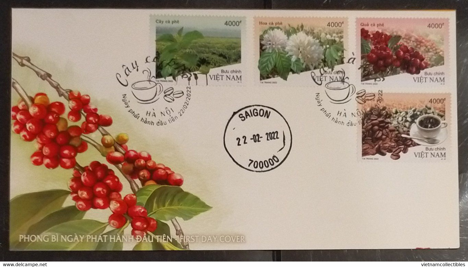 FDC Vietnam Viet Nam Cover With Perf Stamps 2022 : COFFEE PLANT / Tree / Flora / Fruit / Flower (Ms1155) - Vietnam