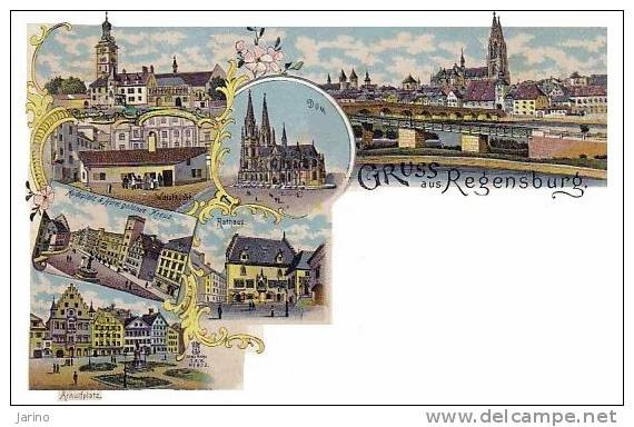 Regensburg, 1898, Bayern, Lithogragia, Reproduction - Regensburg