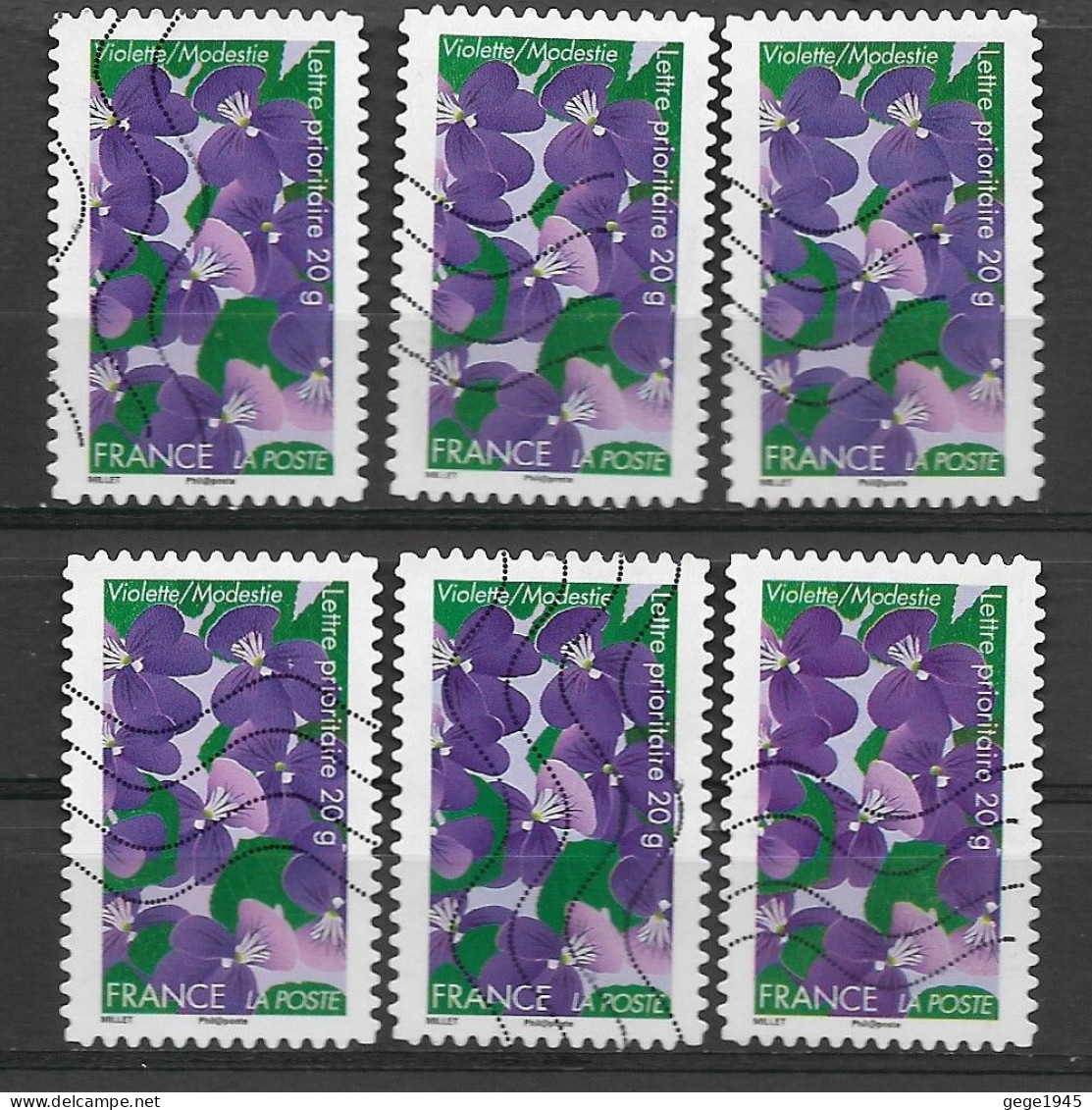 France 2012  Oblitéré Autoadhésif  N°  663  ( 6  Exemplaires  )    " Dites Le Avec  Des Fleurs  "  La  Violette - Used Stamps