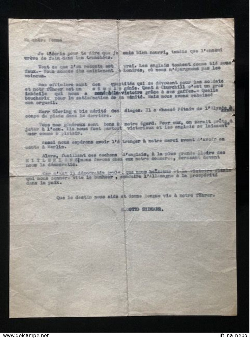 Tract Presse Clandestine Résistance Belge WWII WW2 'Ma Chère Femme' (Je T'écris Pour Te Dire Que Je Suis Bien Nourri...) - Documents