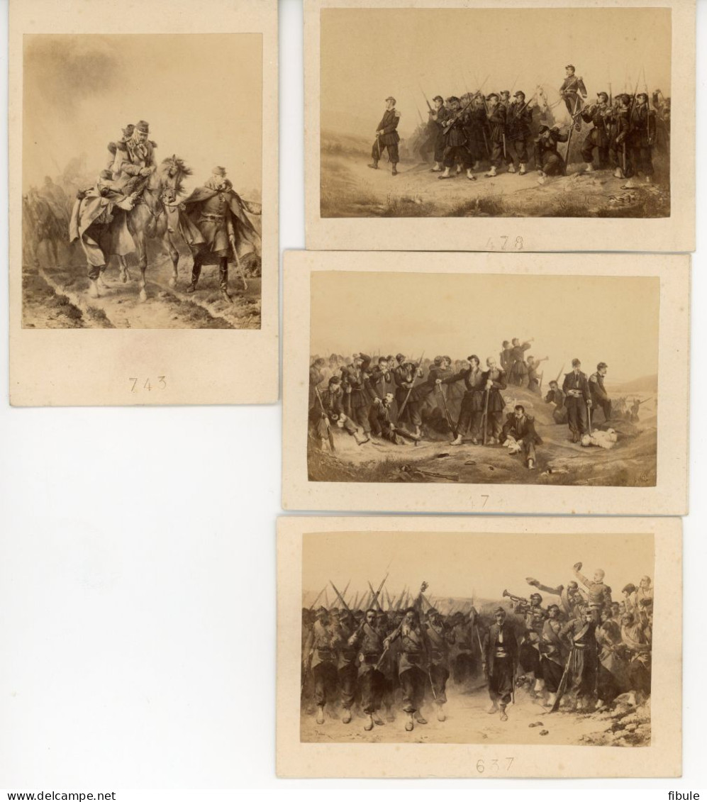 Lot De 4 CV Tableaux De Alexandre Protais, Guerre De 1870, Photographie GOUPIL Et Cie - Guerre, Militaire