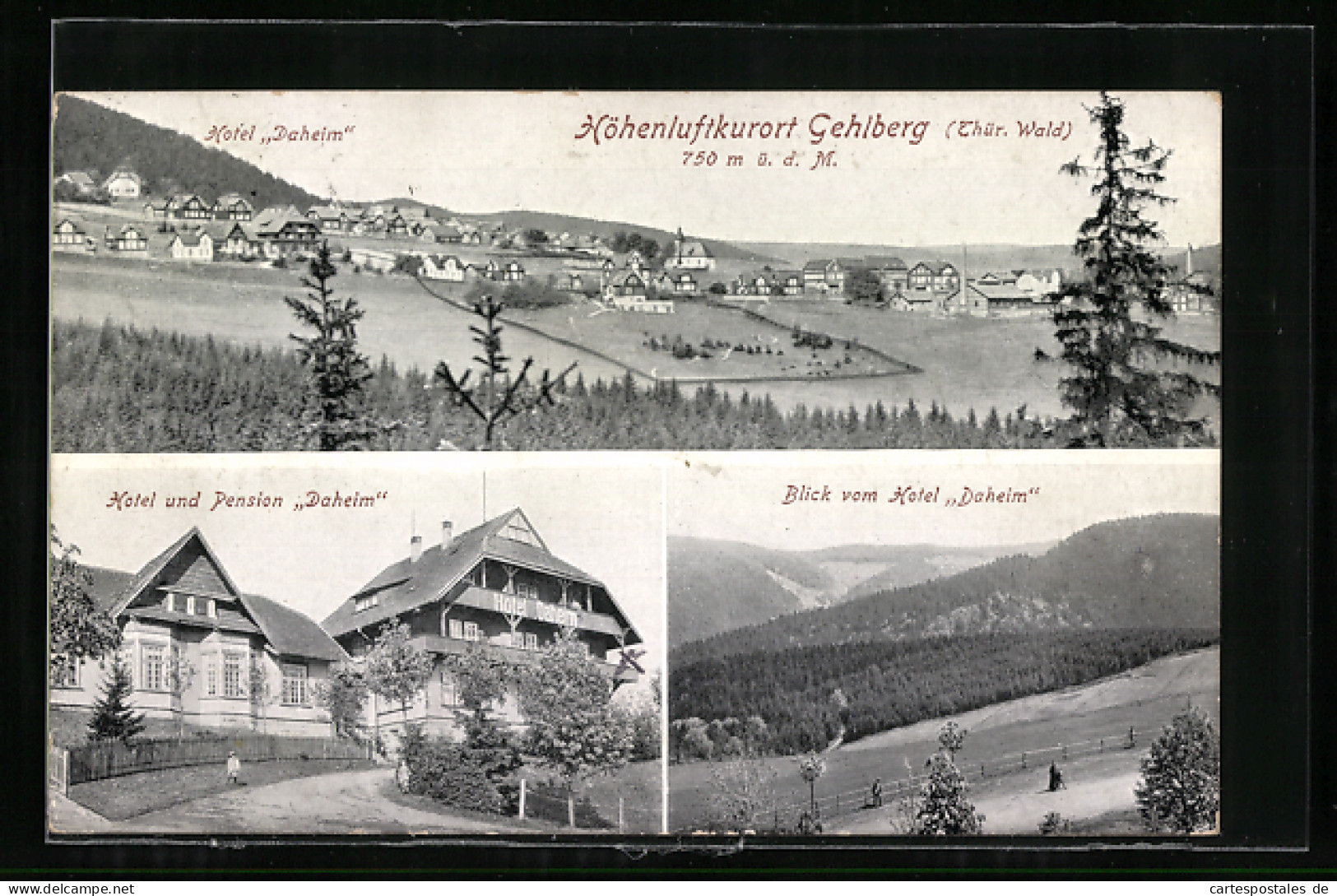 AK Gehlberg, Gesamtansicht Mit Hotel Daheim, Blick Vom Hotel Daheim Ins Tal  - Other & Unclassified
