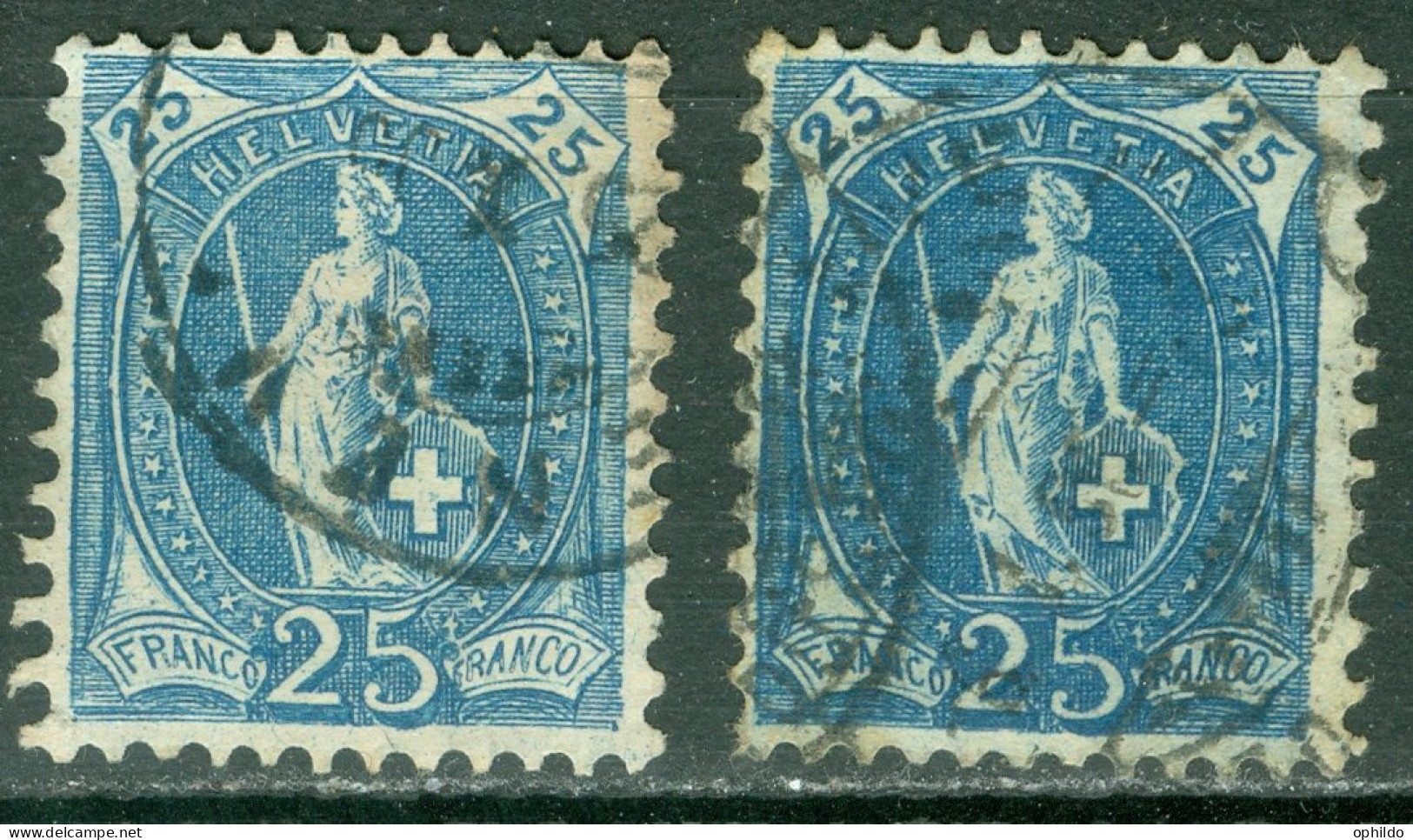 Suisse Zum 87 A Ob TB Par 2 Nuances De Couleurs - Used Stamps