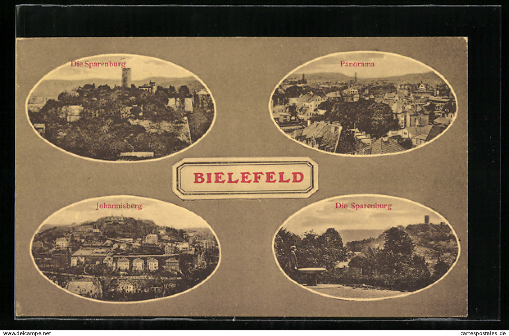 AK Bielefeld, Panorama, Die Sparenburg, Johannisberg  - Bielefeld