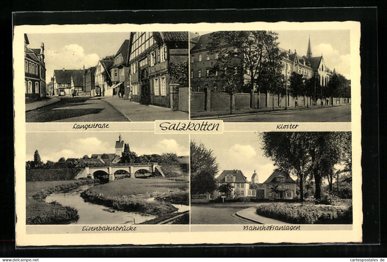 AK Salzkotten, Langestrasse, Kloster, Eisenbahnbrücke, Bahnhofsanlagen  - Other & Unclassified