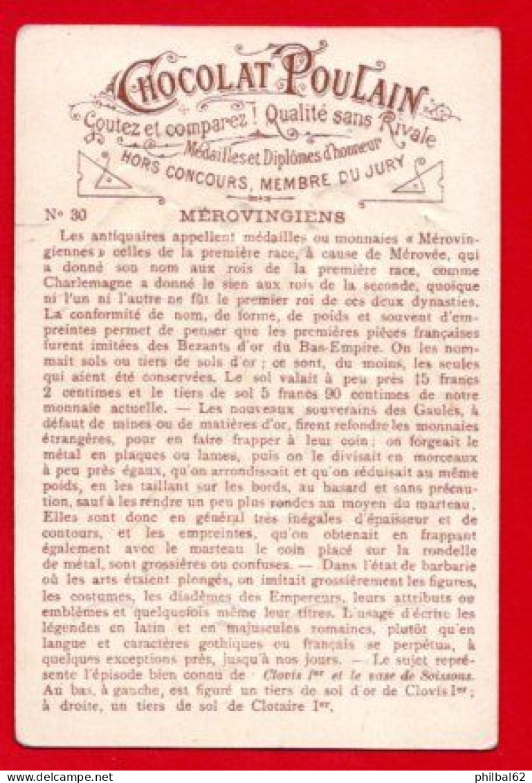 Chromo Chocolat Poulain. Histoire Générale Des Monnaies. Francs, Clovis, Clotaire. - Poulain