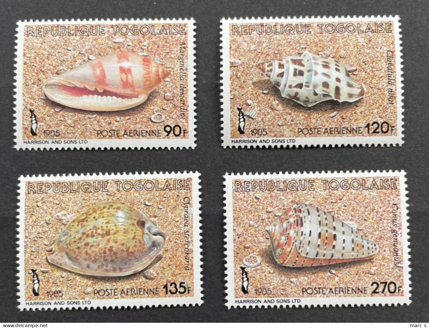 TOGO 1985 - NEUF**/MNH  - LUXE - Série YT PA 564 / 567 - Mi 1866 / 1869 - COQUILLAGES SHELLS - Togo (1960-...)