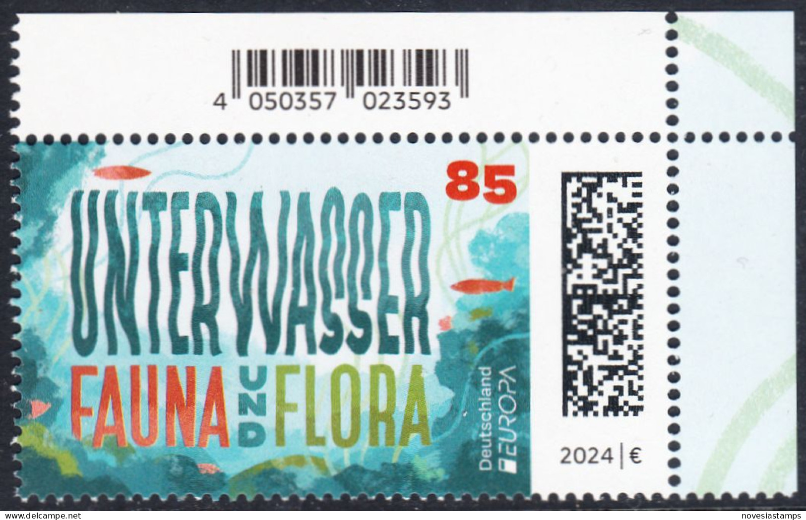 !a! GERMANY 2024 Mi. 3828 MNH SINGLE From Upper Right Corner - Europe: Underwater Fauna & Flora - Ongebruikt