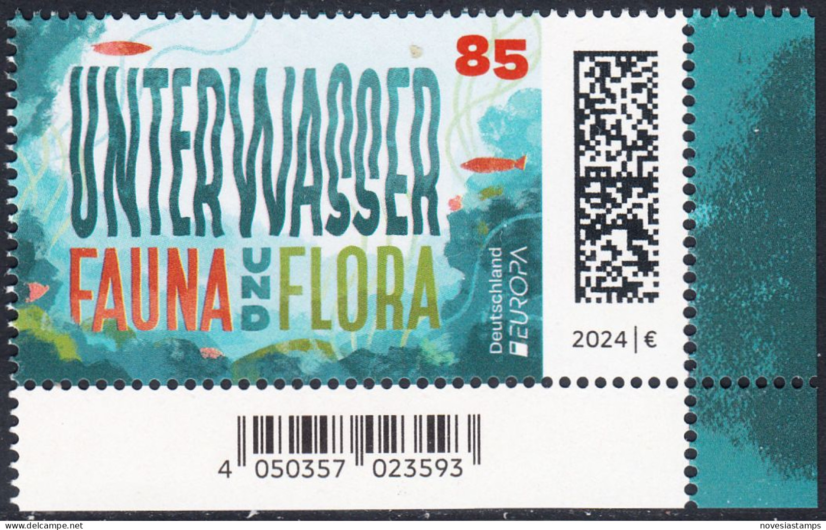 !a! GERMANY 2024 Mi. 3828 MNH SINGLE From Lower Right Corner - Europe: Underwater Fauna & Flora - Unused Stamps