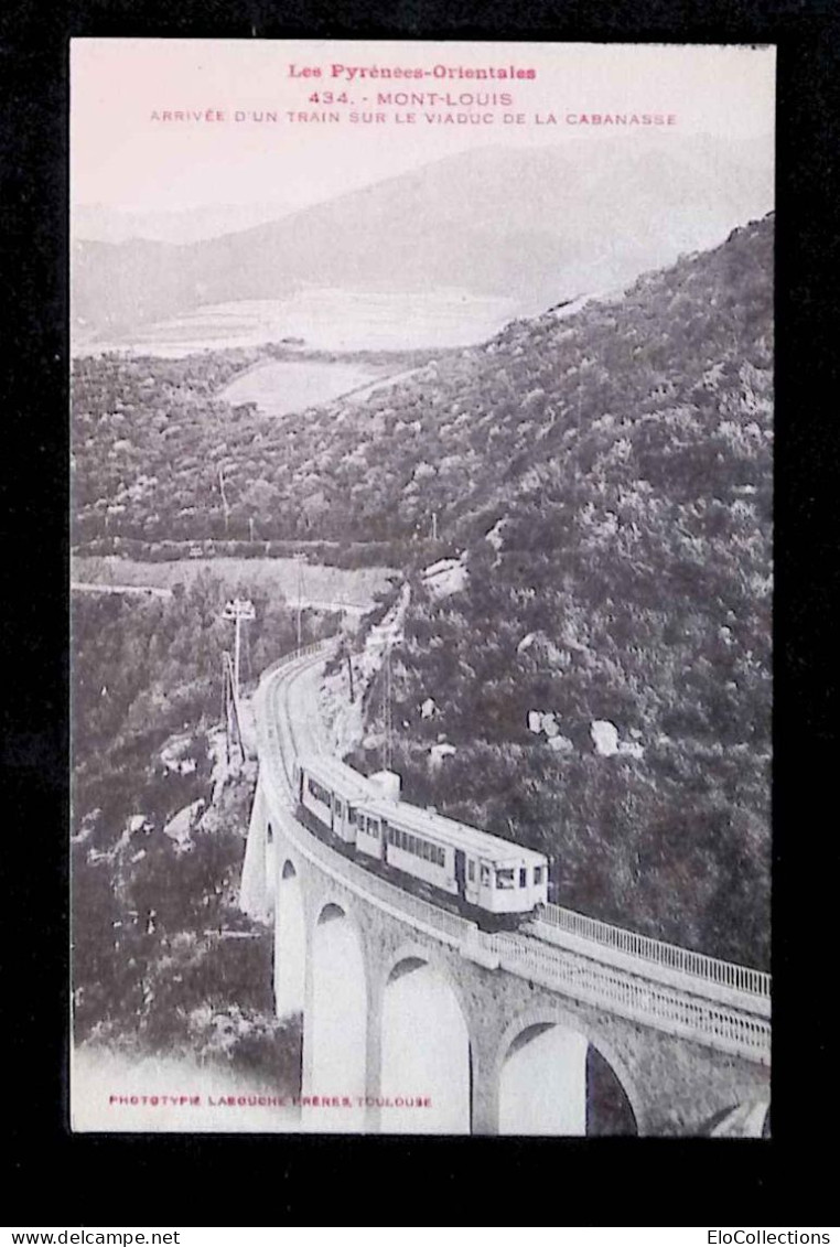 Cp, Chemin De Fer, Arrivée D'un Train, Viaduc De La Cabanasse, 66, Mont-Louis, Ed. LF-phototypie Labouche Frères - Trains