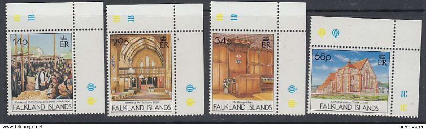 Falkland Islands 1992 Stanley Christ Church Cathedral 4v (corners) ** Mnh (59683D) - Falkland