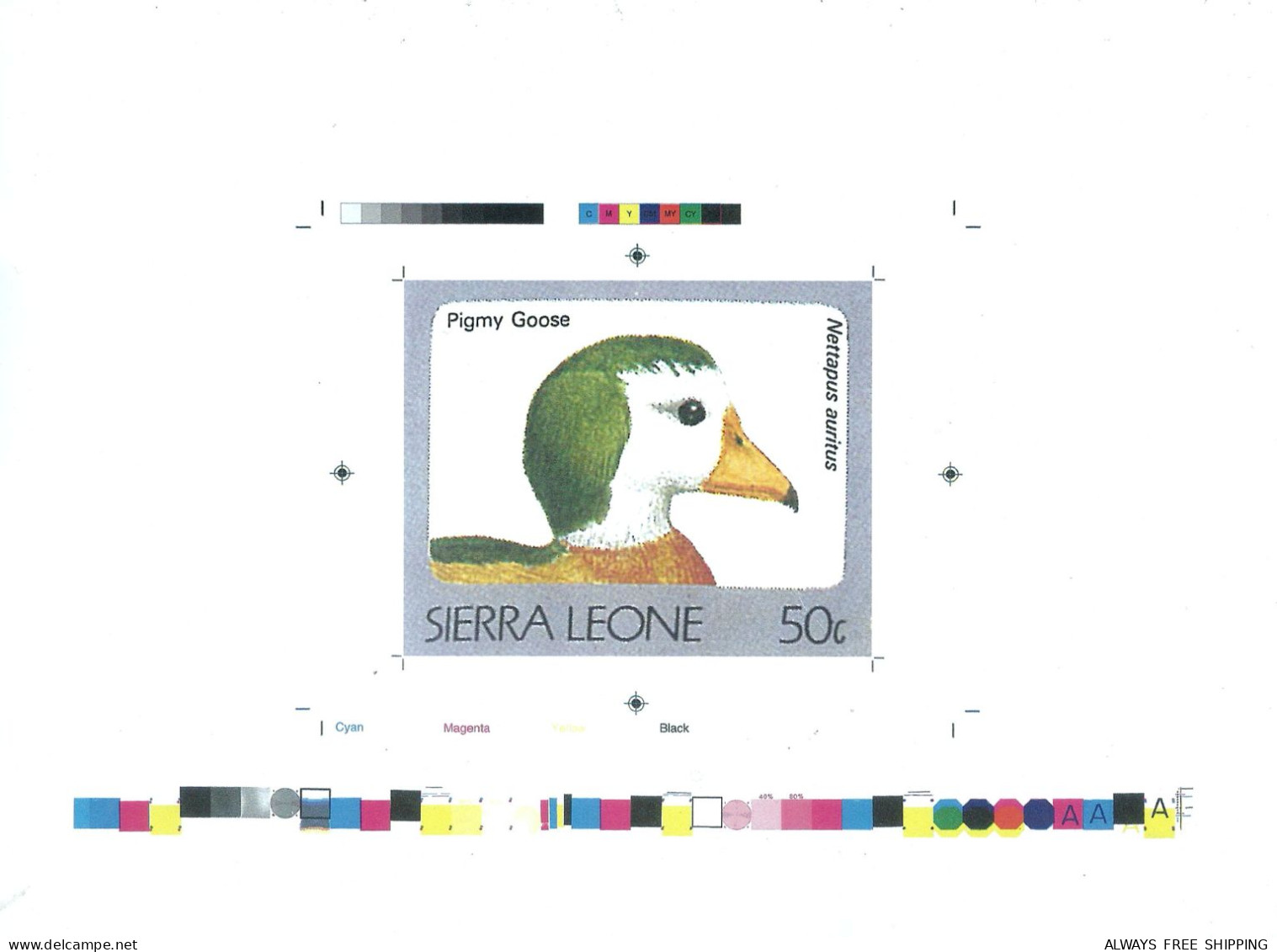 1992 Sierra Leone Animals Birds Raptors Pigmy Goose Nettapus Auritus - Rare Imperf Proof Essay Trial - Andere & Zonder Classificatie