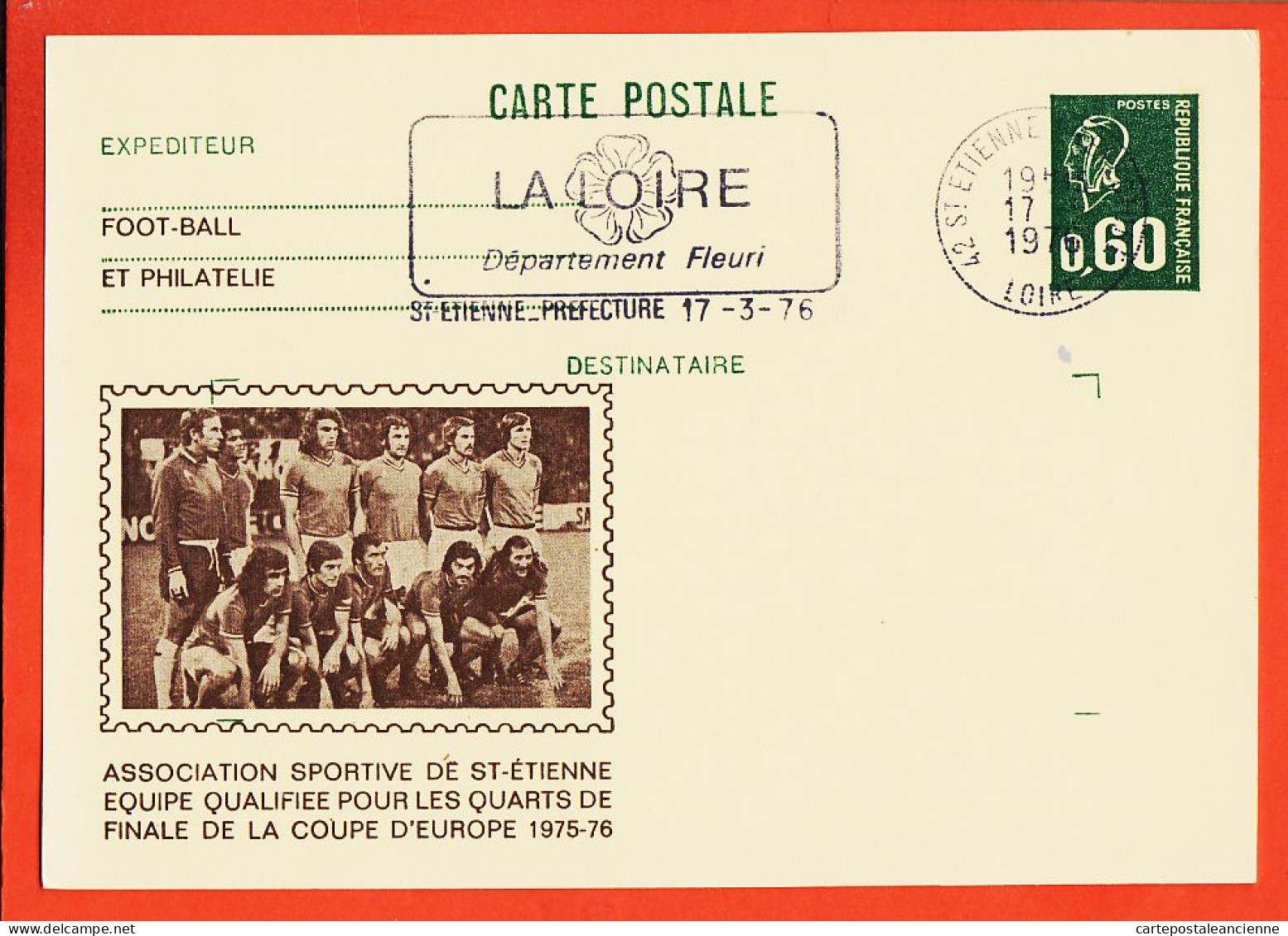 30414 / SAINT-ETIENNE St Loire Quarts Finale CoupeEurope 1975,Association Sportive Equipe Qualifiée 17 Mars 1976  - Saint Etienne