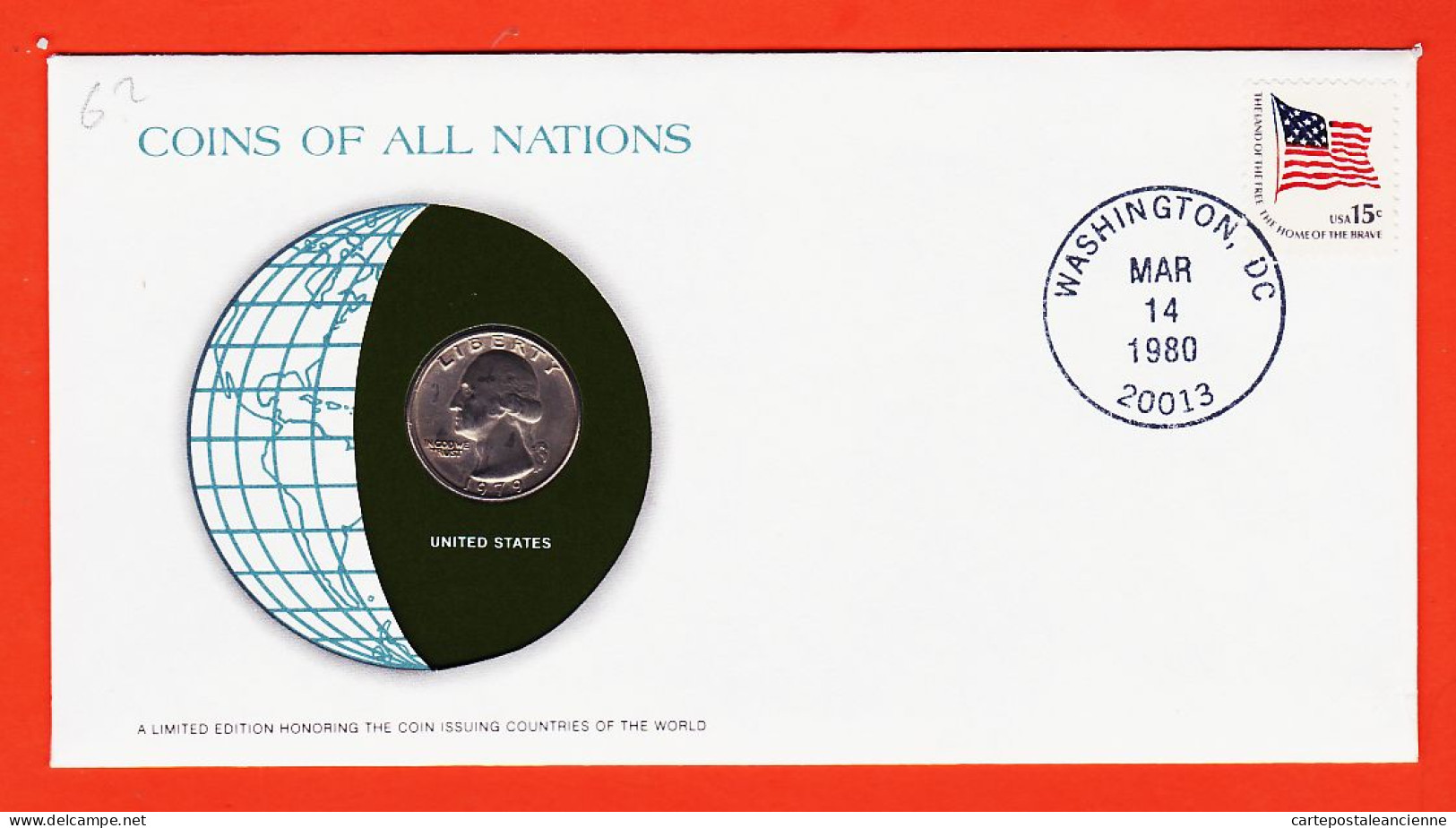 30435 / ⭐ UNITED STATES Quater Dollar USA 1979 COINS NATIONS Limited Edition Enveloppe Numismatique Numisletter Numiscov - Andere & Zonder Classificatie