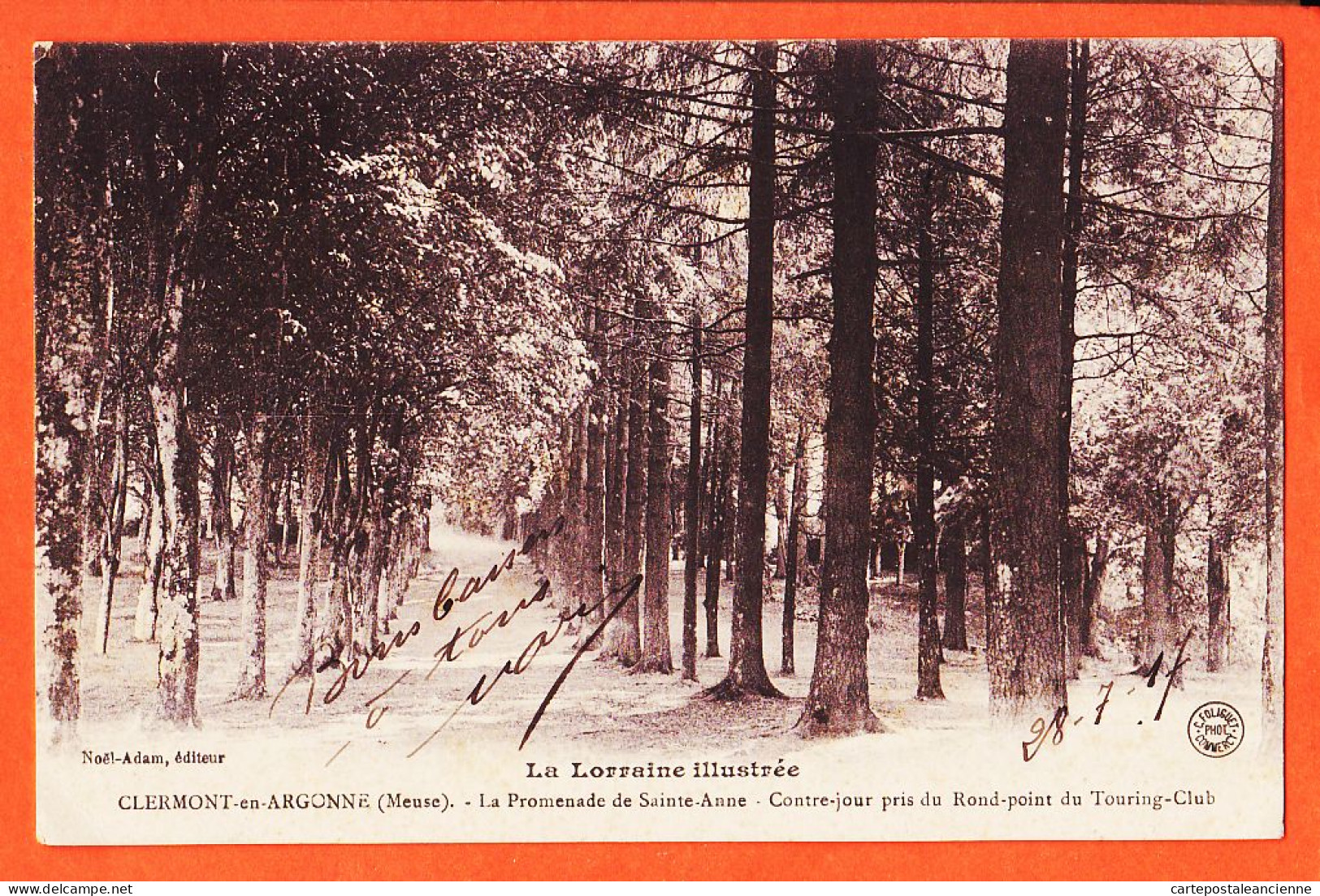30052 / Rare CLERMONT-en-ARGONNE (55) Promenade SAINTE-ANNE Rond-Point TOURING-CLUB 1917 Poilu Marius à Elisa BOUTET - Clermont En Argonne