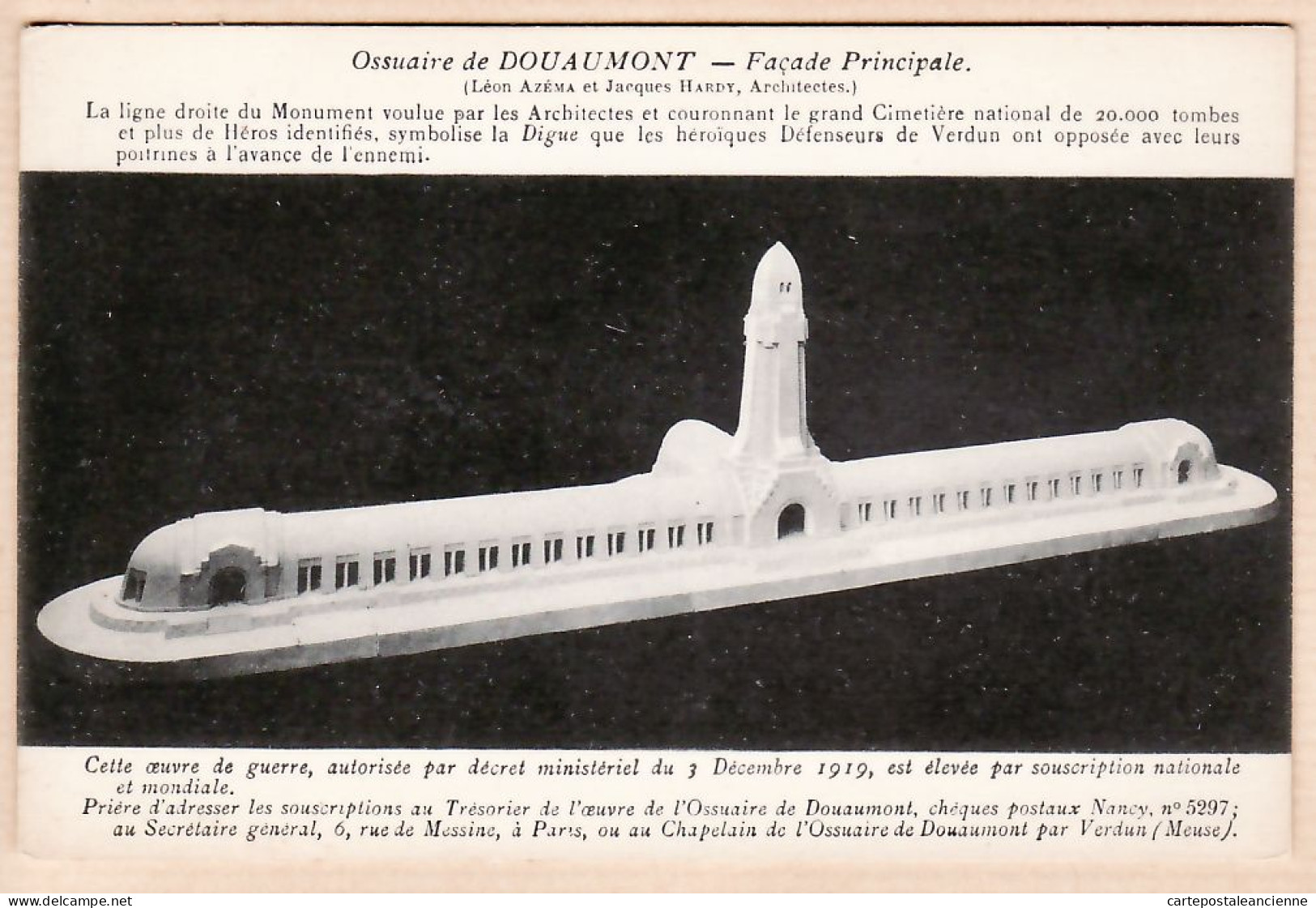 30079 / DOUAUMONT Maquette OSSUAIRE Façade Principale Architecte AZEMA HARDY Phototypie HUMBLOT Meuse Cpaww1  - Douaumont