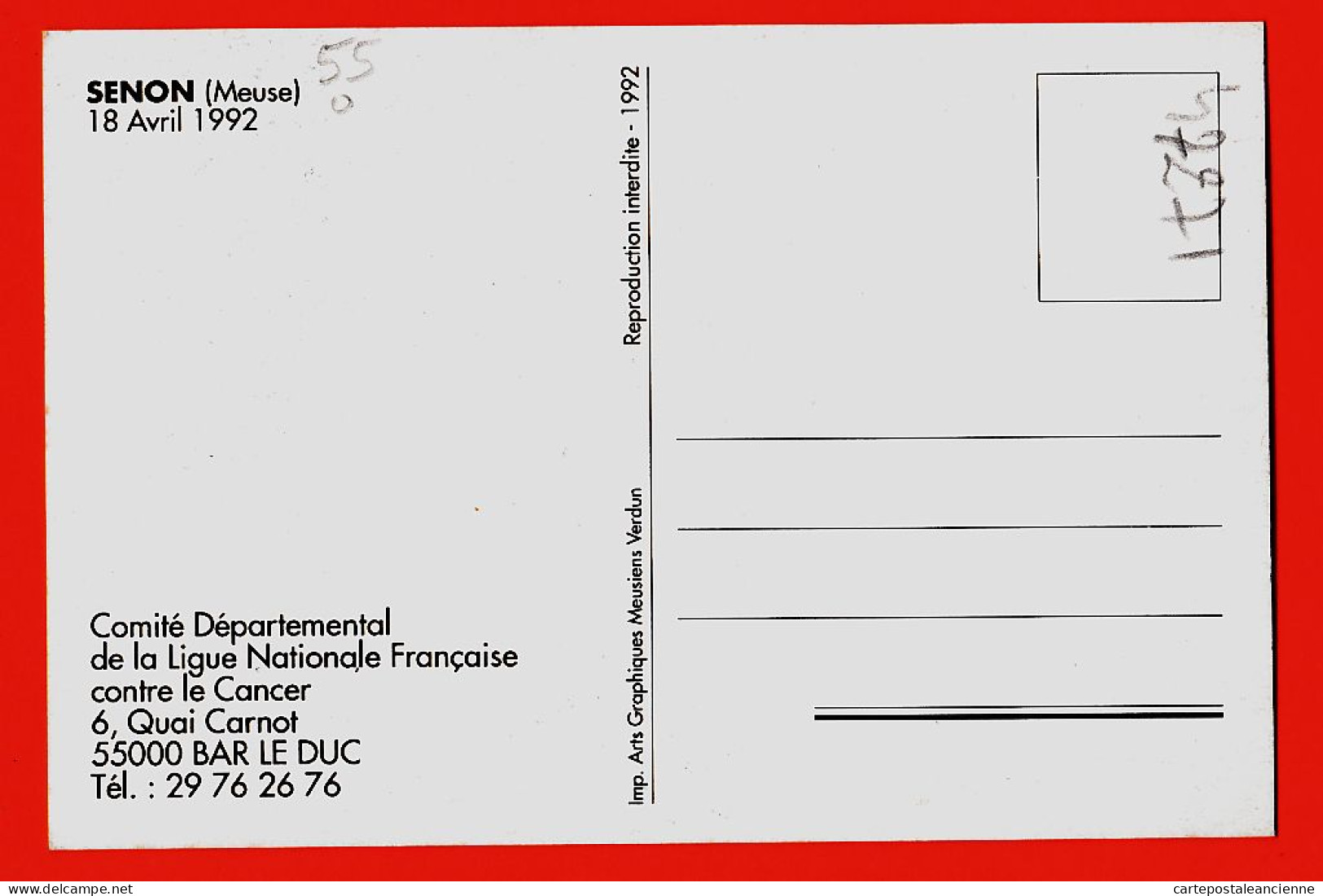 30002 / ⭐ (•◡•) SENON 55-Meuse CRECELLEURS Photo Patrick REZZONICO 18 Avril 1992 Ligue Nationale Contre CANCER BAR-DUC - Other & Unclassified