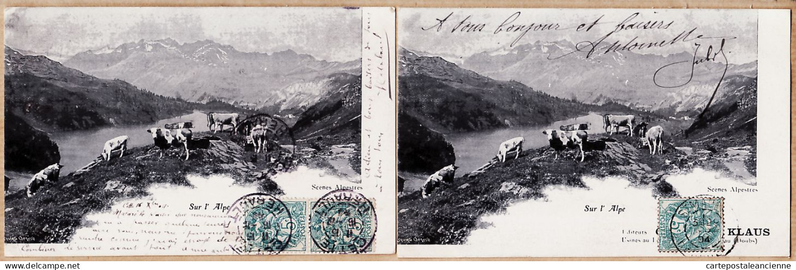 30254 / ⭐ ◉  ♥️ Suisse 2 CPA LE LOCLE Usine Chocolat KLAUS Scènes Alpestres Sur ALPE MORTEAU 1904 à Edmé Alice CATALAN  - Altri & Non Classificati