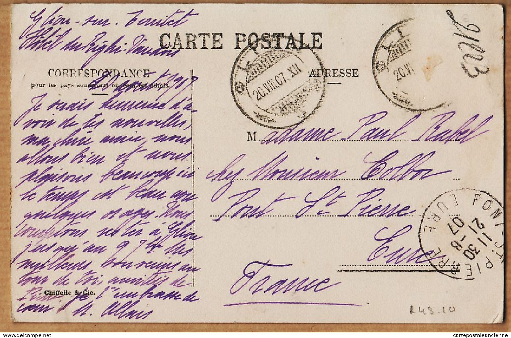 30173 / Vaud CAUX Palace Glion Sur Territet 1907 à Paul RABEL Chez M. COLBOC Pont Saint Pierre Eure-N°2282 - Autres & Non Classés