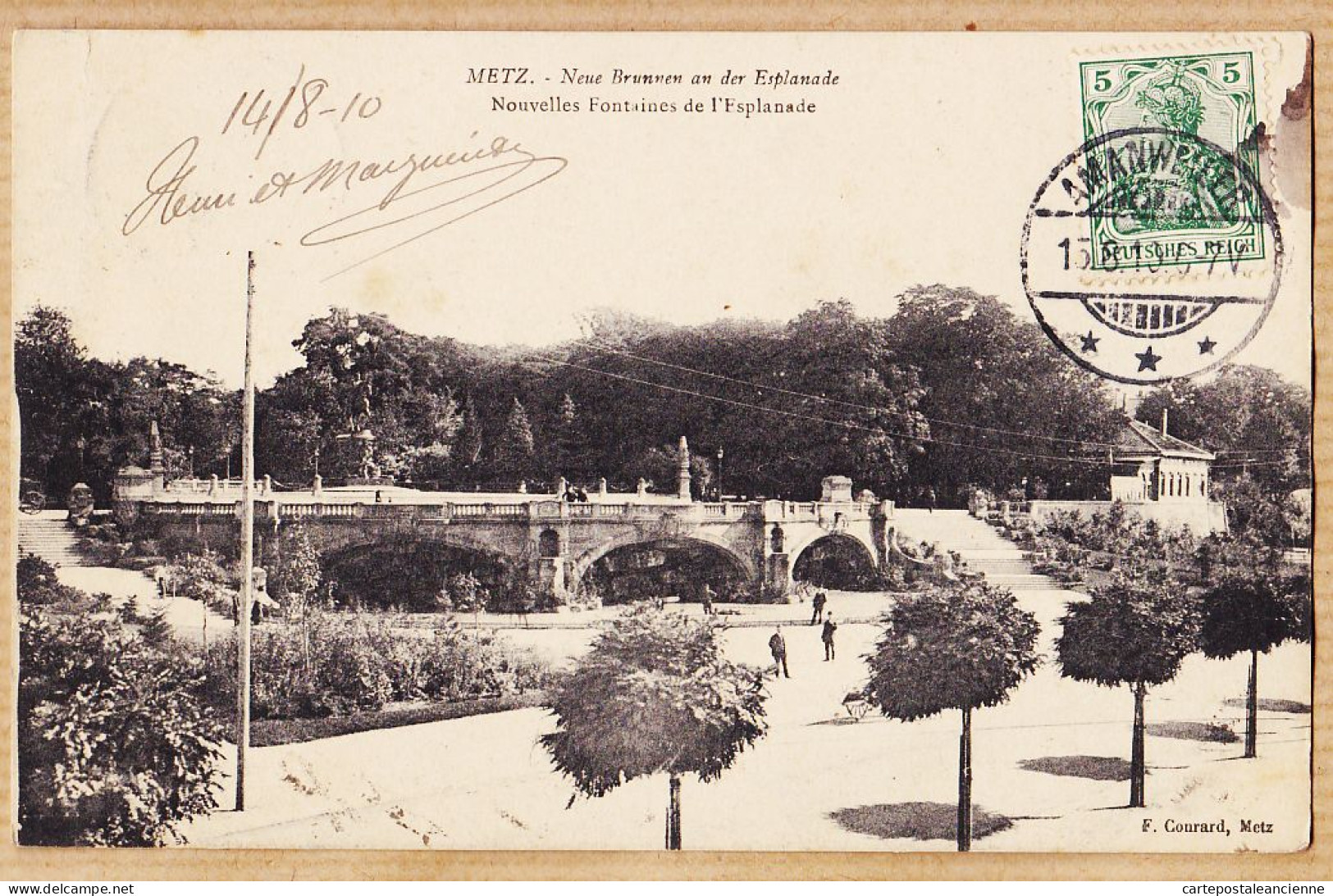 30474 / METZ Empire Allemand Neue Brunnen An Der Esplanade Nouvelles Fontaines 1910 à Henri LACOMBE Paris-CONRARD  - Metz