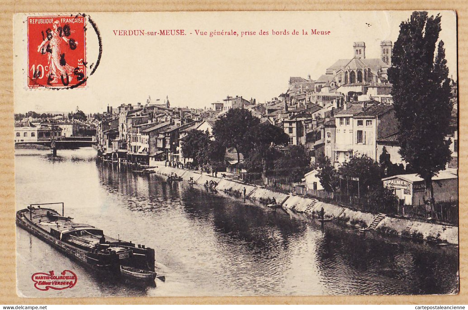 30015 / VERDUN-sur-MEUSE Péniche Vue Générale Prise Des Bords De La MEUSE 1910s à GILLET Boulogne -MARTIN COLLARDELLE - Verdun