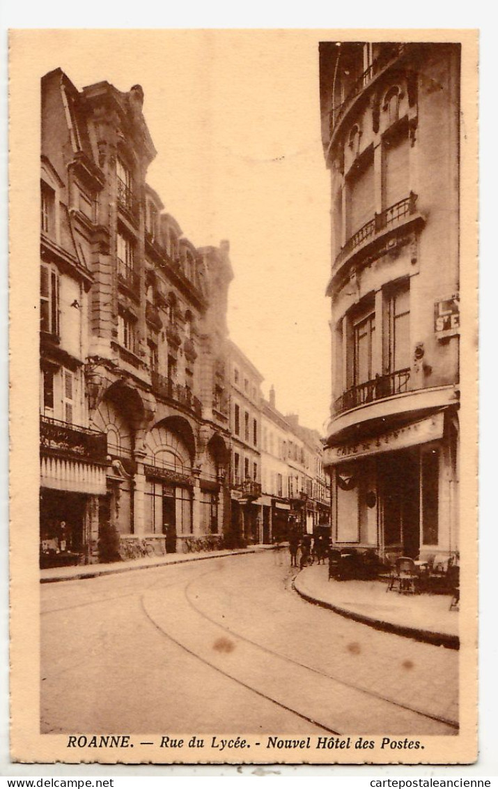 30340 / à MATHIEU Recette Buraliste Fresnes-en-Woëvre Meuse - ROANNE Café Rue LYCEE Nouvel HOTEL Des POSTES 07.07.1913 - Roanne