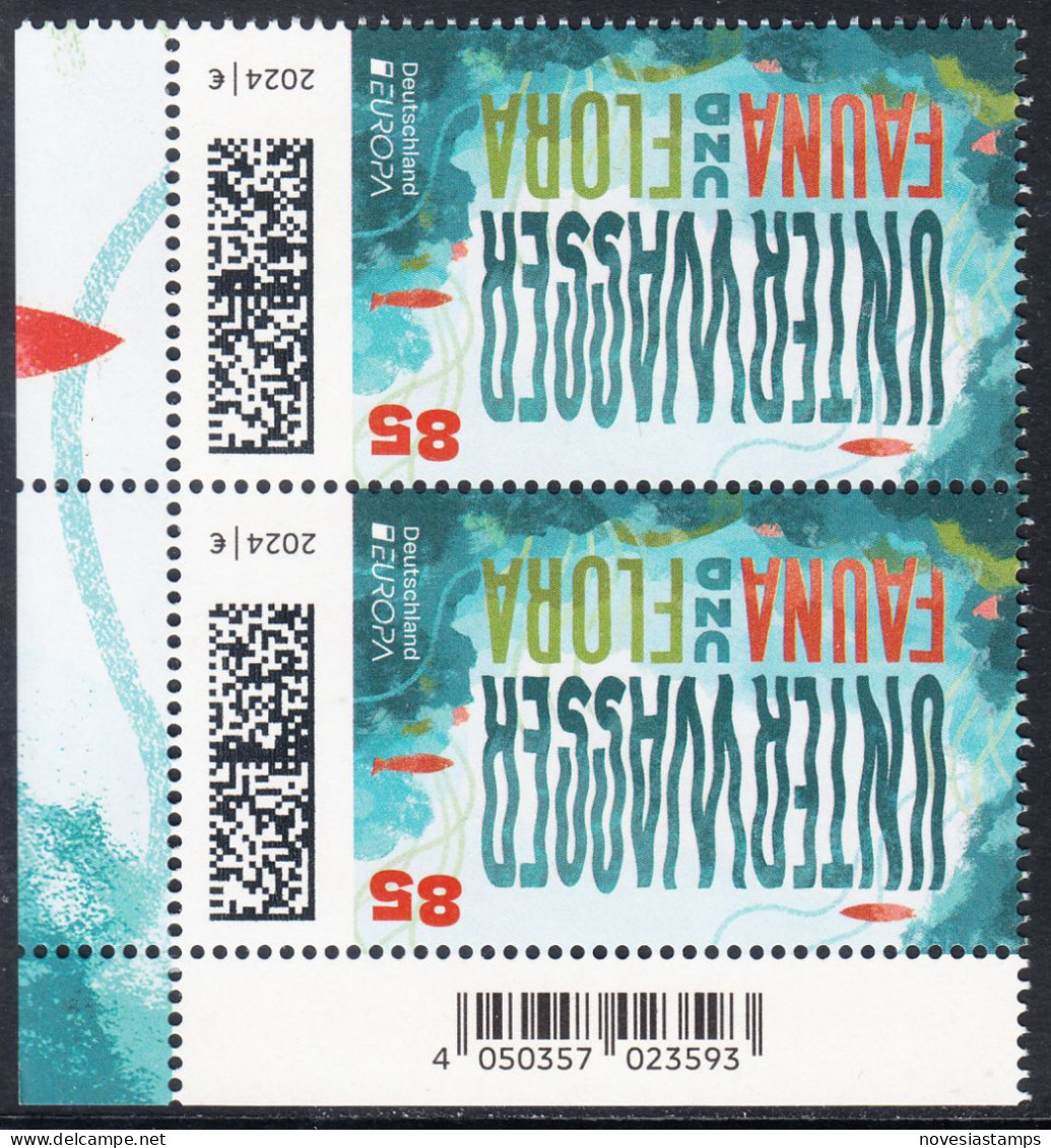 !a! GERMANY 2024 Mi. 3828 MNH Vert.PAIR From Lower Left Corner - Europe: Underwater Fauna & Flora - Nuovi