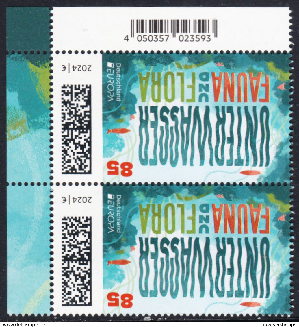 !a! GERMANY 2024 Mi. 3828 MNH Vert.PAIR From Upper Left Corner - Europe: Underwater Fauna & Flora - Neufs