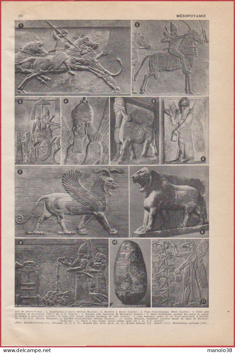 Mésopotamie. Art Mésopotamien. Larousse 1948. - Historische Documenten