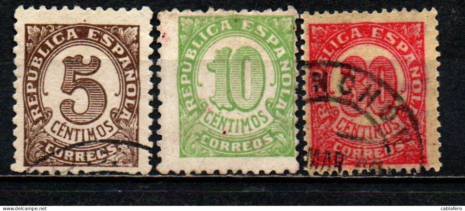 SPAGNA - 1938 - CIFRE - SENZA FIRMA DELL'INCISORE - USATI - Used Stamps