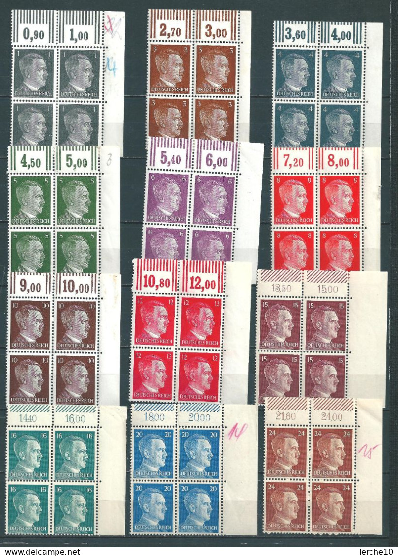 Adolf Hitler  MiNr. 781-798 ** + 799 Oberrand Bogenecken  (0386) - Ungebraucht