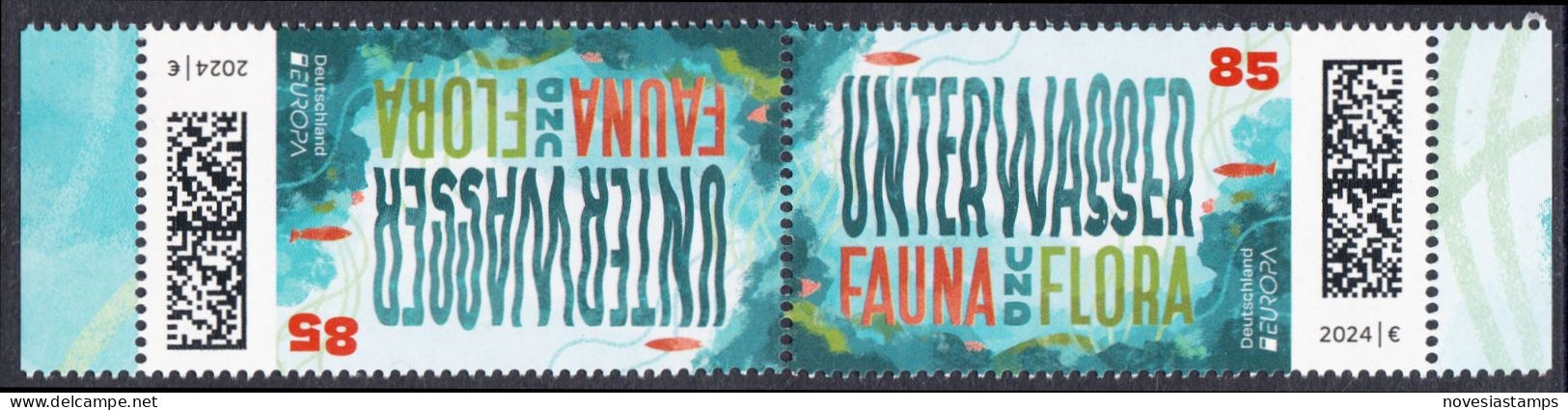 !a! GERMANY 2024 Mi. 3828 MNH Horiz.PAIR W/ Left/right Margins (a) - Europe: Underwater Fauna & Flora - Ungebraucht