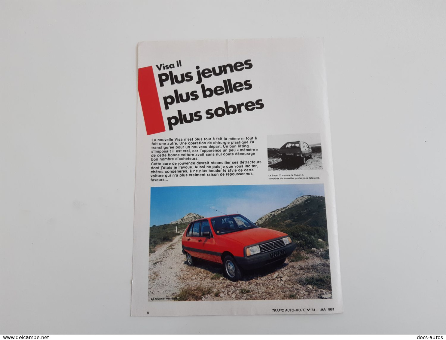 Coupure De Presse Automobile Citroen Visa II - Voitures