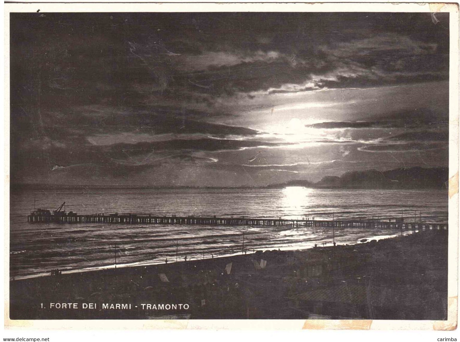 CARTOLINA FORTE DEI MARMI ANNULLO TARGHETTA RIVIERA VERSILIA - 1946-60: Marcofilia