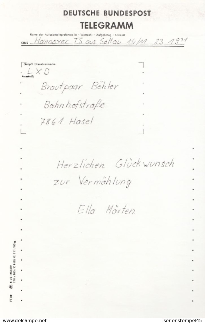 Deutsche Bundespost Schmucktelegramm Aus Soltau  LD X - Brieven En Documenten