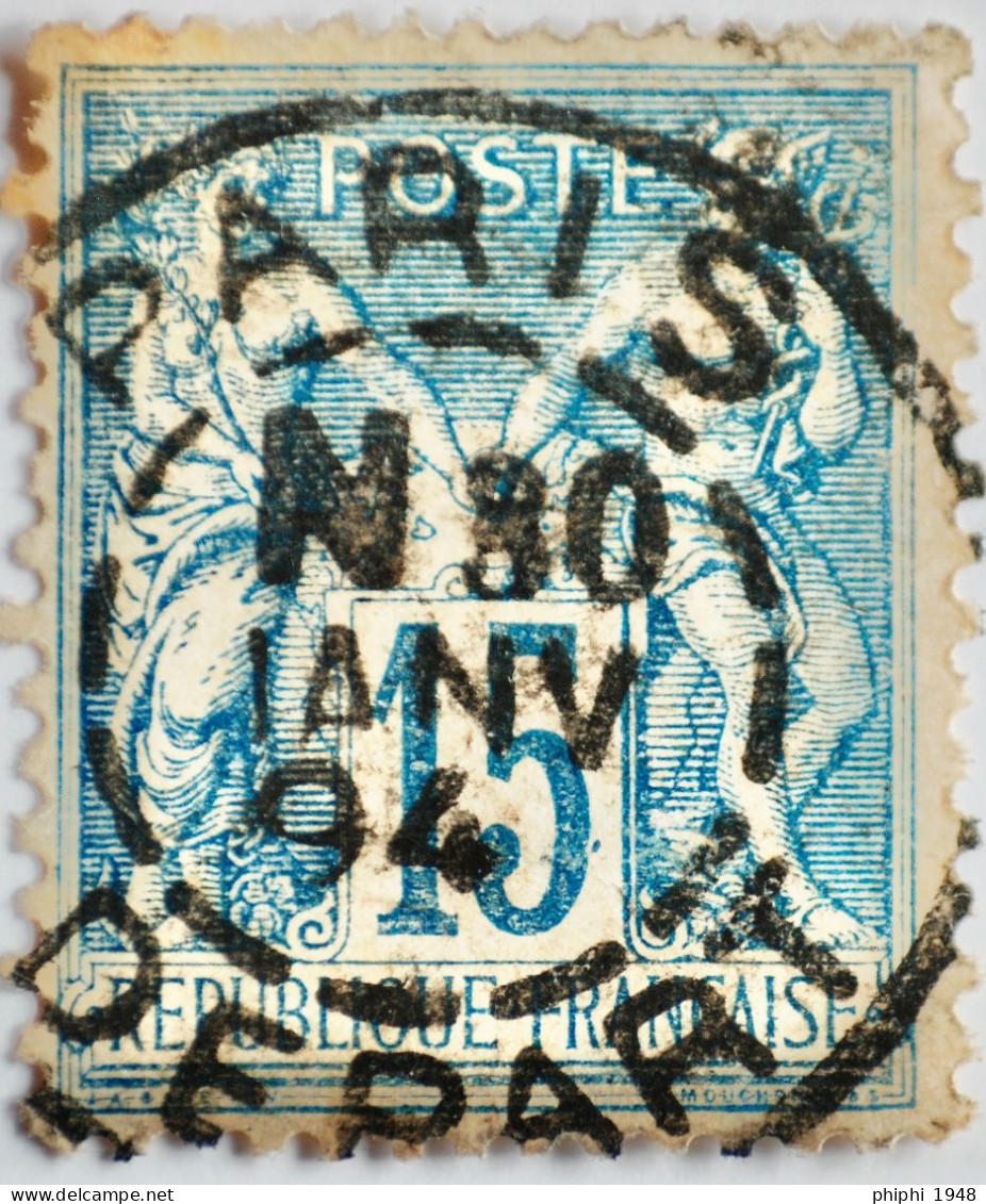 -Sage N°101 Type Ll Ob: PARIS DEPART 1894 ( Levée De Nuit ) - 1876-1898 Sage (Type II)